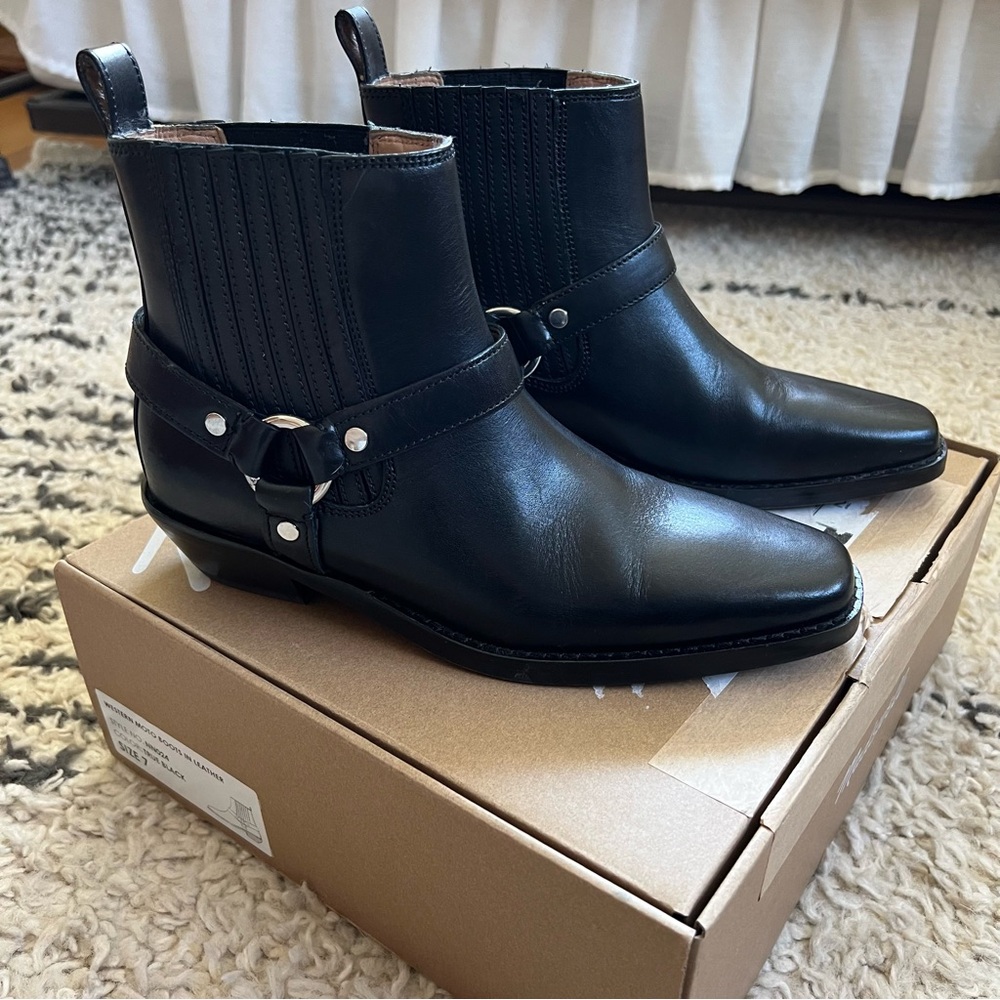 Madewell Western Moto Boots - Black Leather